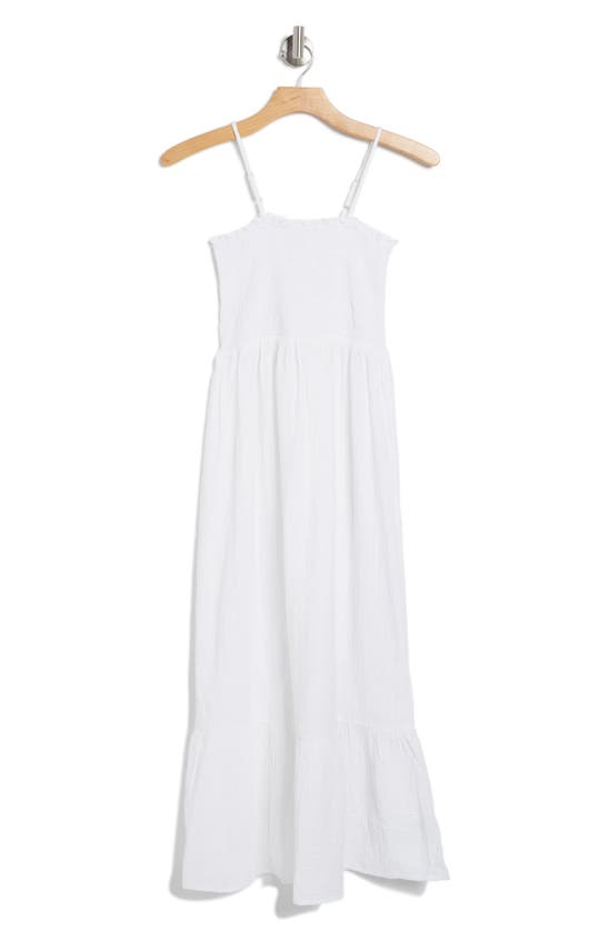Shop Boho Me Smocked Double Gauze Cotton Maxi Dress In White