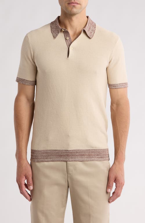 Structured Knit Polo in Light Beige