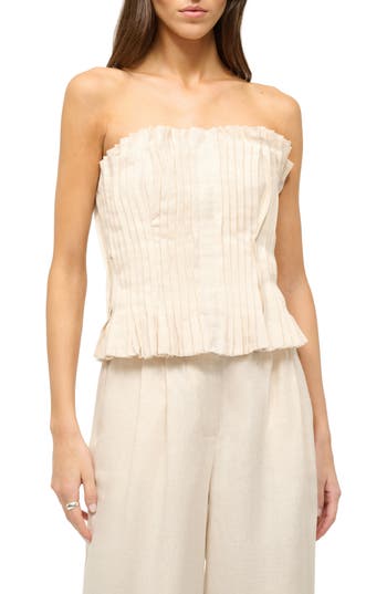 Staud Women's Parma Linen Pleated Tube Top, Natural In Natural
