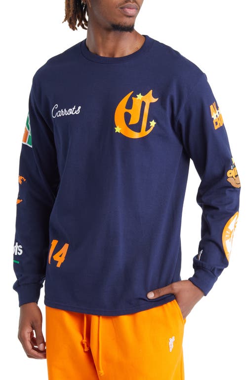 CARROTS BY ANWAR CARROTS Varsity Long Sleeve Graphic Tee in Navy