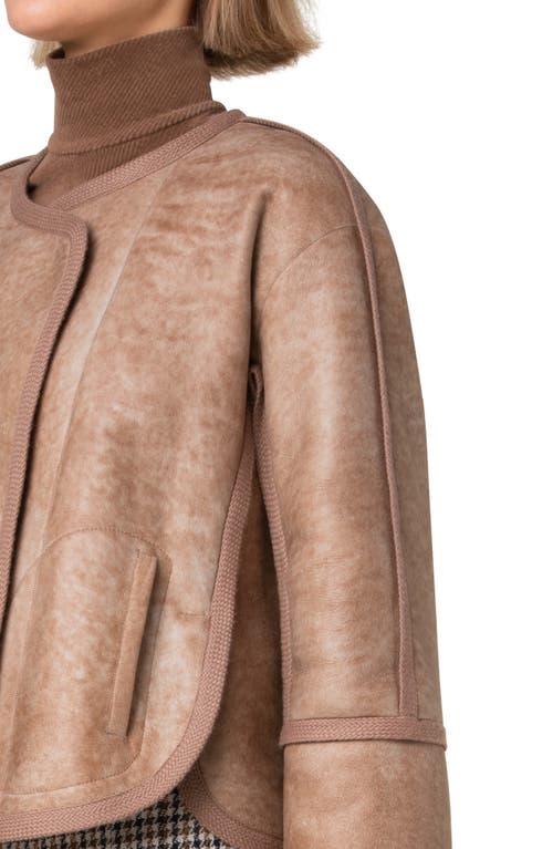 Akris Punto Shearling Lined Lambskin Leather Jacket In Caramel