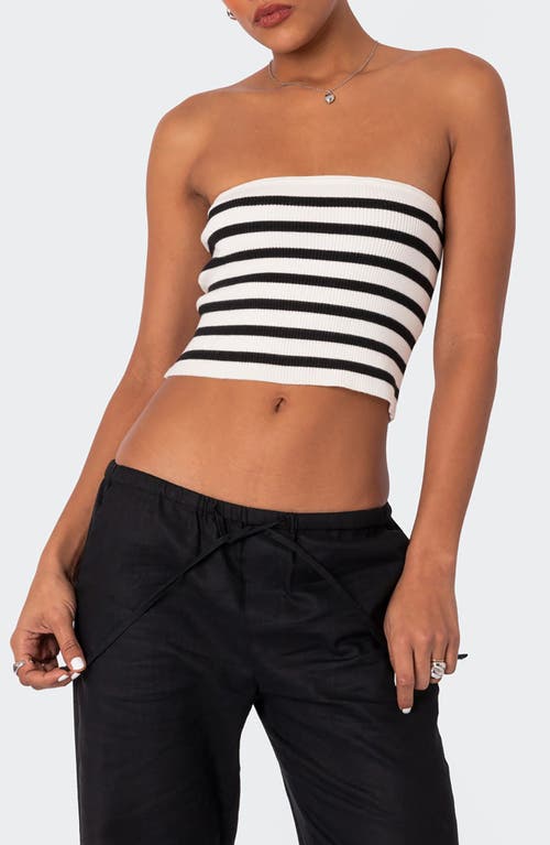 EDIKTED Lexi Stripe Rib Tube Top Black-And-White at Nordstrom,