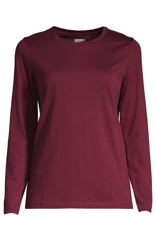 Shop Lands' End Relaxed Supima Cotton Long Sleeve Crew Neck T-shirt In Rich Burgundy