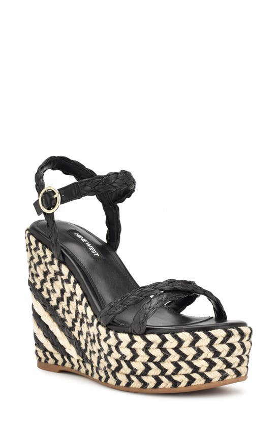 NINE WEST CARESS ESPADRILLE PLATFORM WEDGE SANDAL