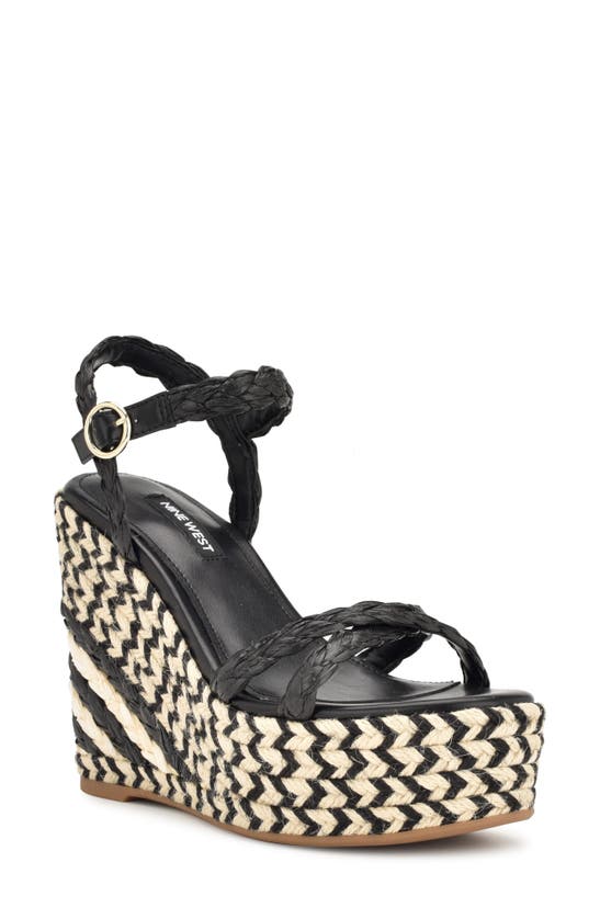 Nine West Caress Espadrille Platform Wedge Sandal In Black | ModeSens