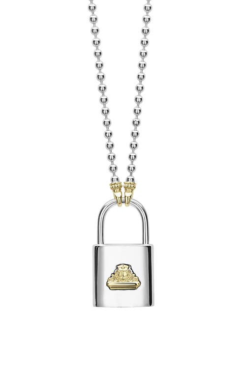 LAGOS Beloved Large Lock Two-Tone Pendant Necklace in Silver at Nordstrom, Size 16 In