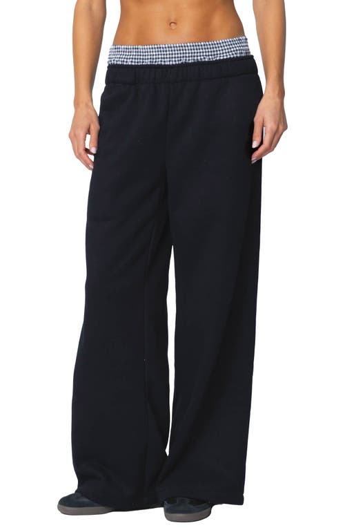 Edikted Gingham Boxer Detail Sweatpants In Black