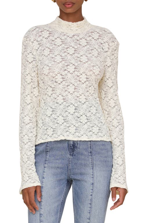 Shop Avec Les Filles Lace Turtleneck Top In Cream