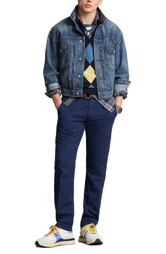 Polo Ralph Lauren Flat Front Linen & Cotton Pants In Newport Navy