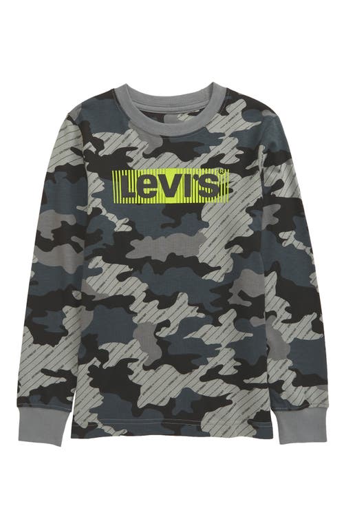 levi's Kids' Camo Print Long Sleeve Graphic Tee in Black at Nordstrom, Size 4