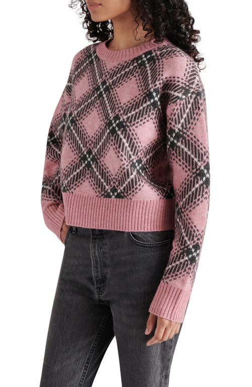 Shop Steve Madden Becka Argyle Crewneck Sweater In Mauve Multi