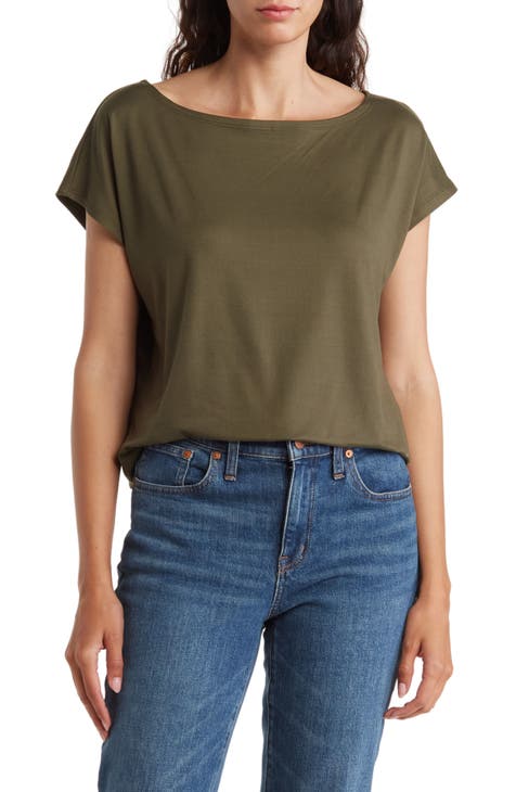 Women Button Ruched One Sided Cold Shoulder Blouse Tops T Shirts