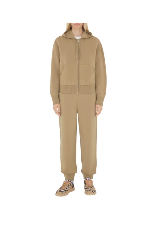 Burberry Wool-blend Embroidered-logo Hoodie In Sand