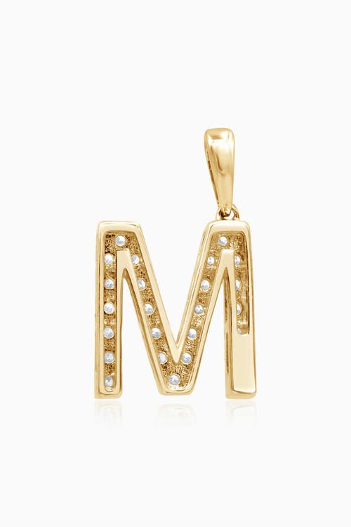 Oradina 14k Gold Luxe Letter Diamond Initial Pendant Charm In Yellow Gold - M
