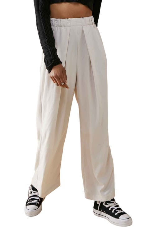 MIROL Women's Wide Leg Palazzo Pants Elastic High Waist Trousers Comfy Work  Suit Pants with Pockets Beige at  Women's Clothing store