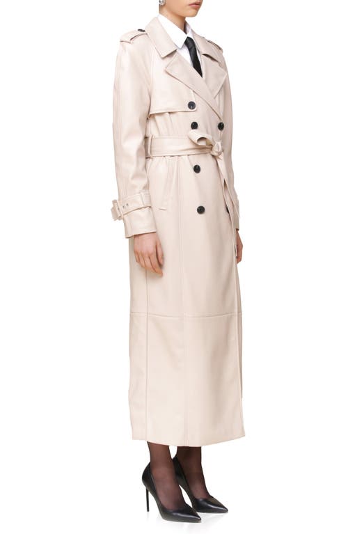 Avec Les Filles Faux Leather Trench Coat In Birch