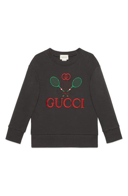 GUCCI LOGO EMBROIDERED SWEATSHIRT,586138XJBHC