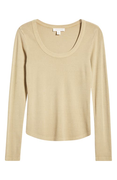 Shop Treasure & Bond Scoop Neck Long Sleeve Cotton & Modal T-shirt In Tan Travertine