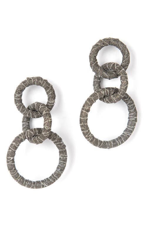 Deepa Gurnani Akari Glitter Wrapped Hoop Earrings in Gunmetal 