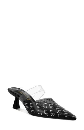 London Rag Holin Rhinestone Logo Pointed Toe Pump In Black
