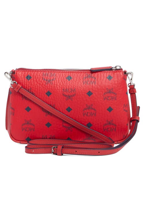 Mcm Aren Visetos Shoulder Bag In Candy Red