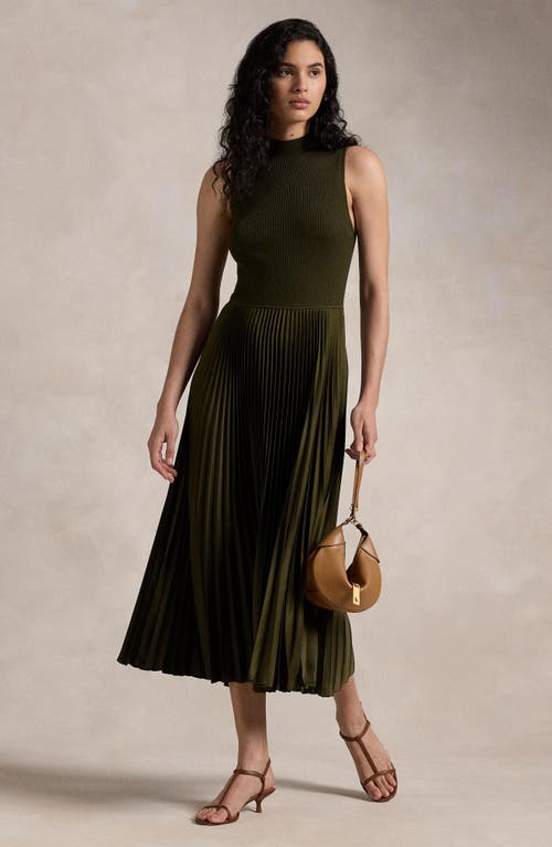 Shop Polo Ralph Lauren Wynna Mixed Media Dress In Dark Loden