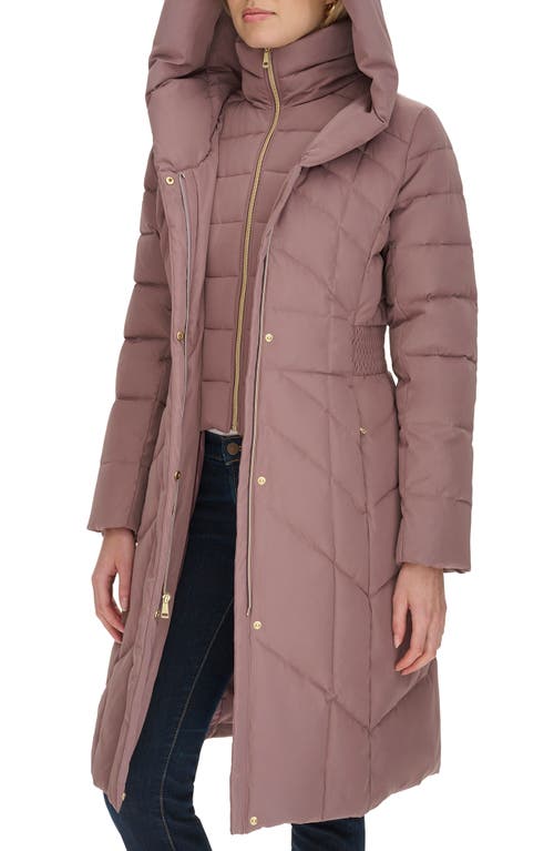 Cole Haan Signature Taffeta Puffer Coat With Quilted Zip Bib In Mauve