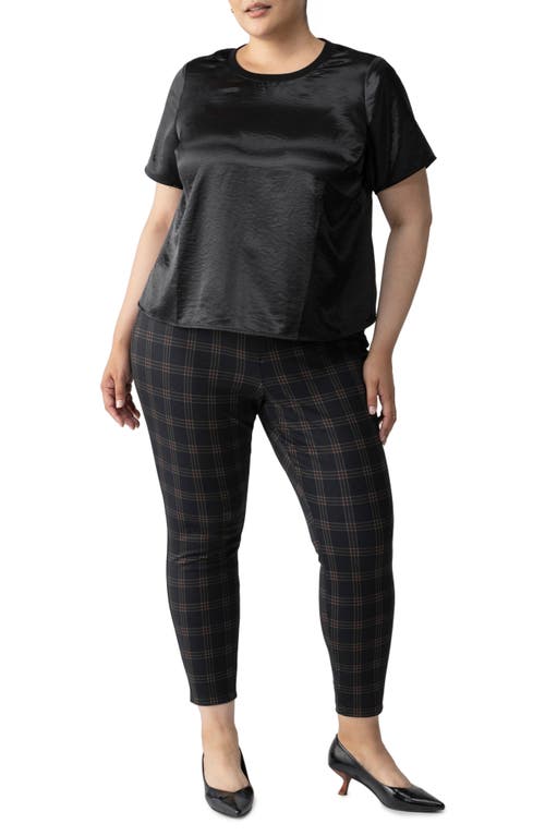 Shop Sanctuary Runway Plaid Ponte Pocket Leggings In Garnet