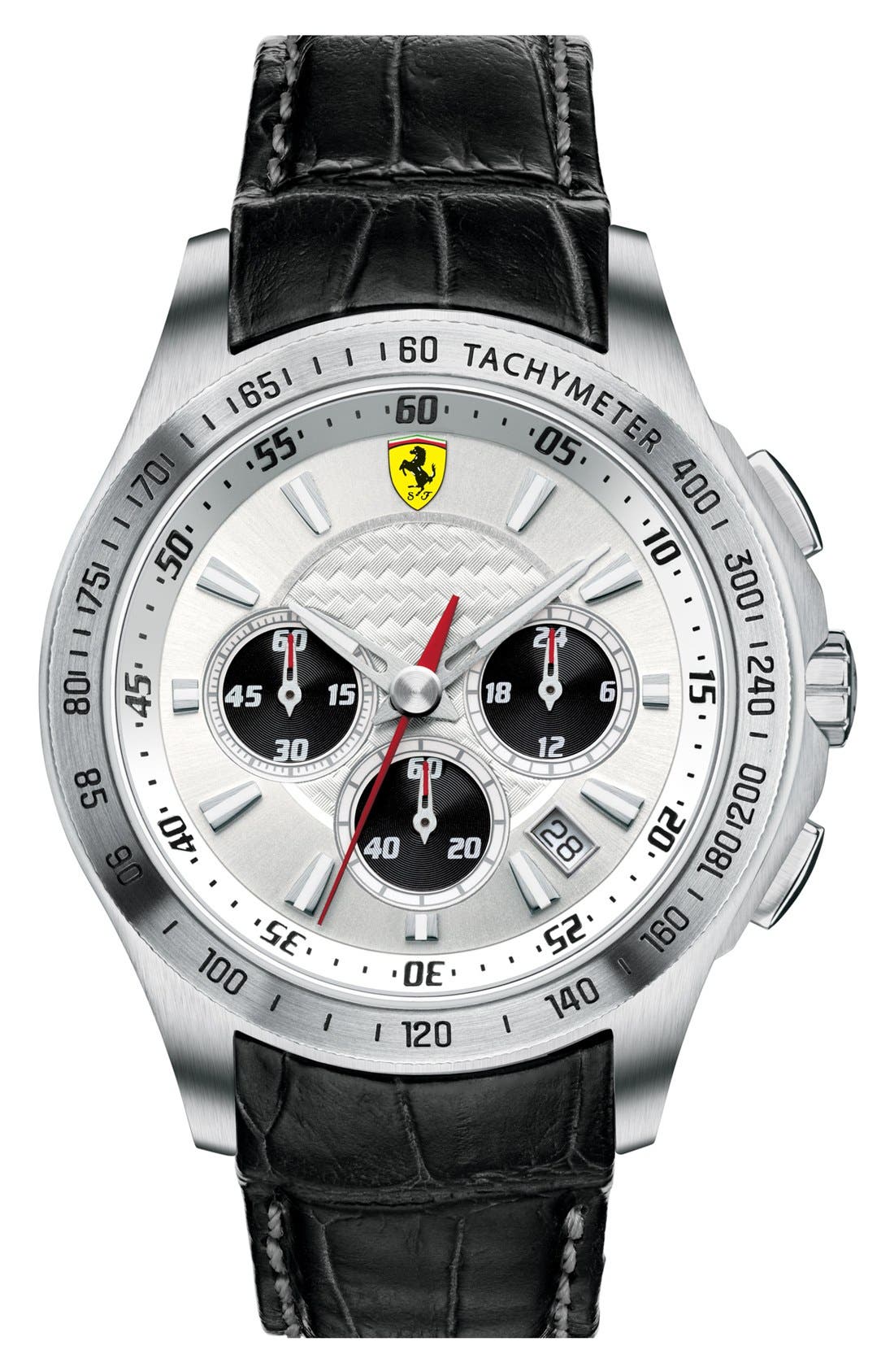 Scuderia Ferrari Chronograph Leather Strap Watch, 44mm Nordstrom