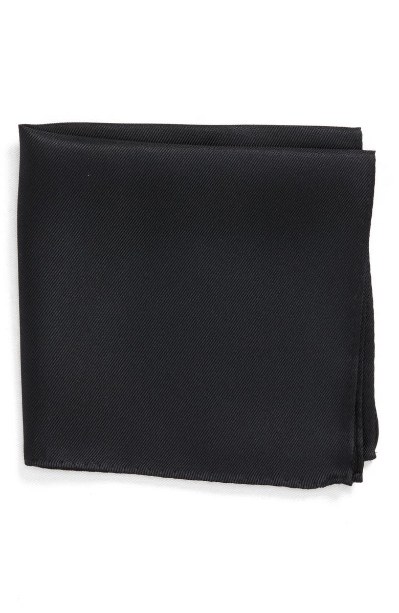 NORDSTROM King Twill Silk Pocket Square, Main, color, BLACK