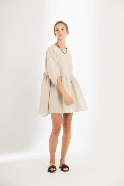 Lanhtropy Alcala Linen Dress In Natural