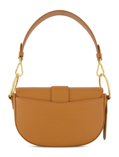 Mac Duggal Gold Plated Hardware Grain Leather Saddle Bag In Toffee