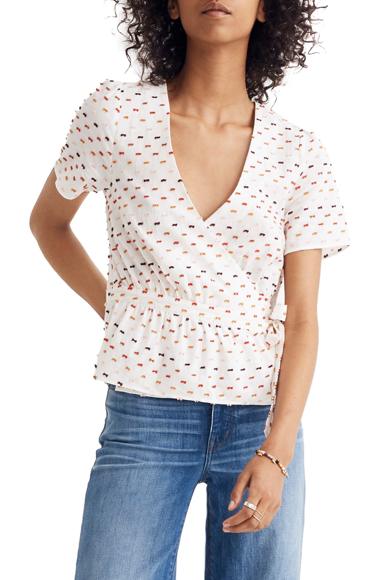 madewell ruffle hem wrap top