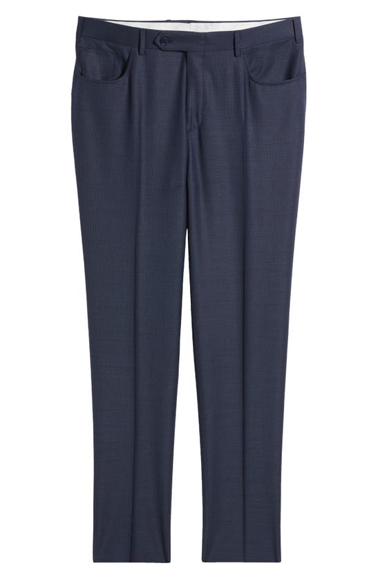 Shop Canali Milano Trim Fit Five Pocket Wool Dress Pants In Navy