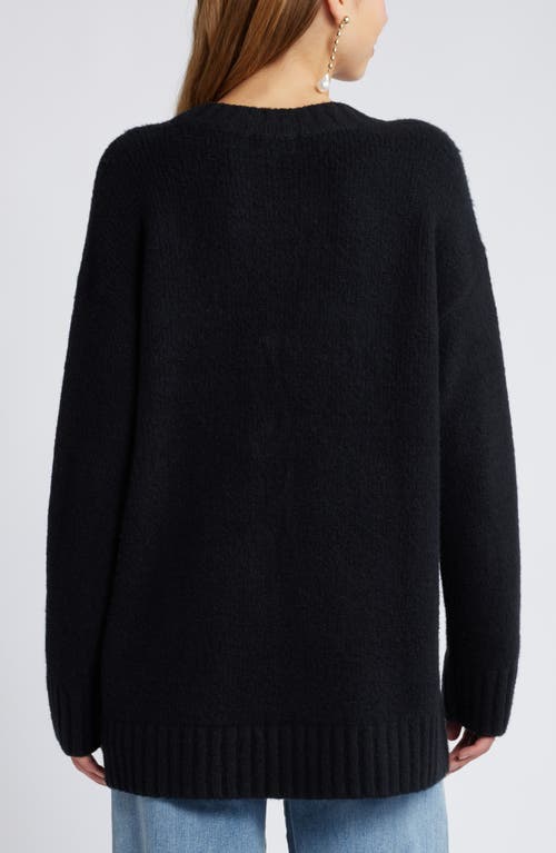 Shop Open Edit Oversize V-neck Sweater In Black