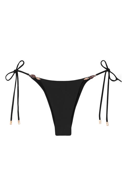 Shop Vix Swimwear Kaia Beaded Side Tie Bikini Bottoms In Black