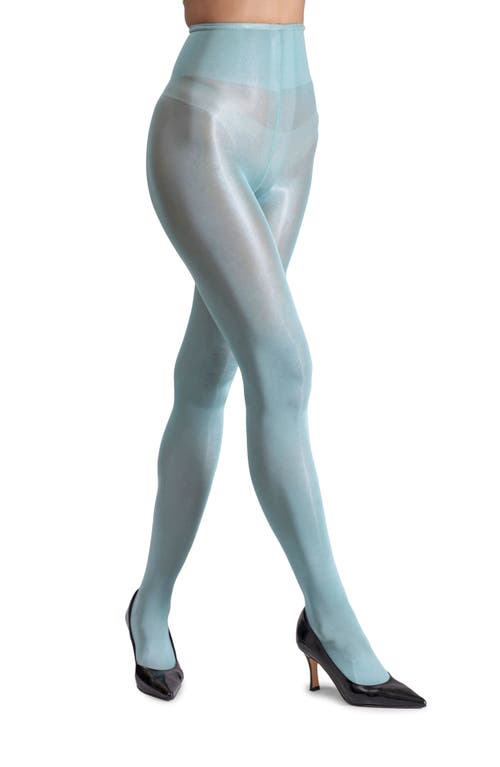 Shop Lechery ® Lustrous Silky Shiny 40 Tights In Teal Green