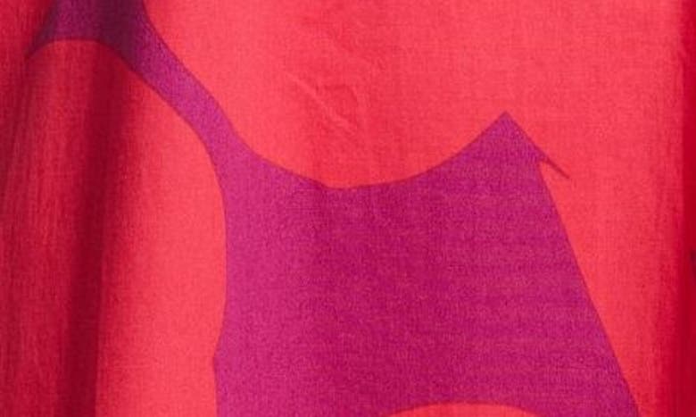 Shop Marimekko Kestit Unikko Cotton Shift Dress In Fuchsia/ Dark Red/ Yellow
