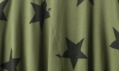 Shop Nununu Kids' Star Print Long Sleeve Cotton Dress In Olive