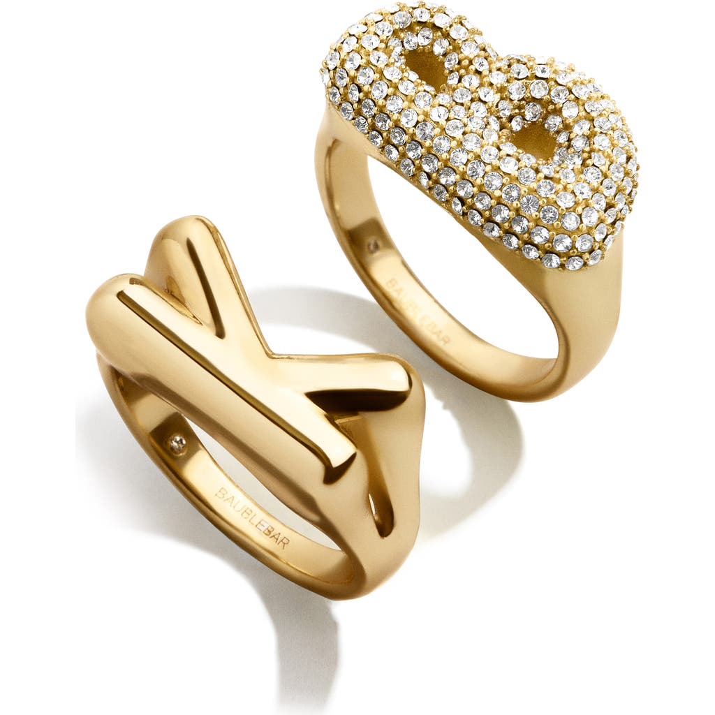 Baublebar Bubble Letter Initial Ring In Gold
