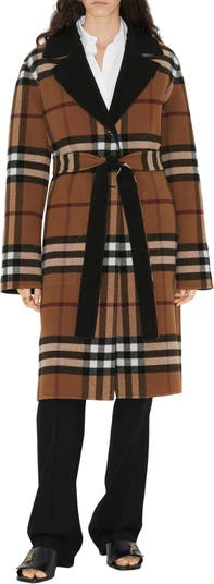 Burberry Vintage Check Reversible Wool Coat in Natural