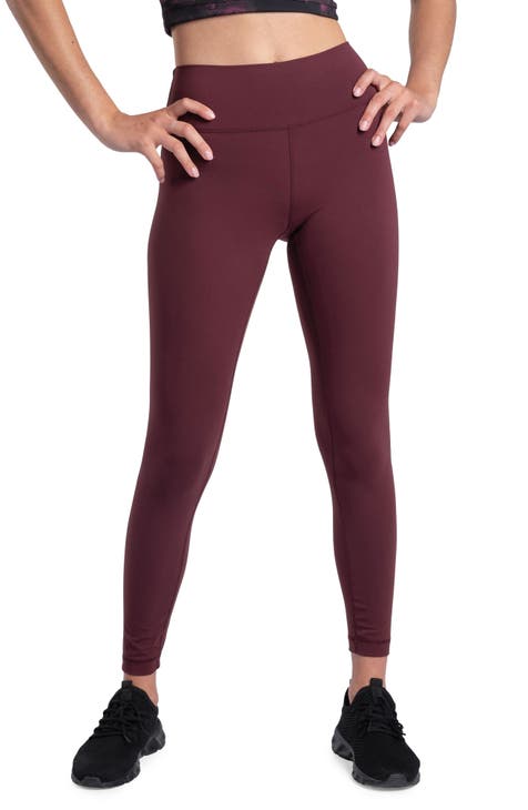 Spyder Active Womens Leggings High Rise Cropped Side Pockets Maroon‎ Size XL