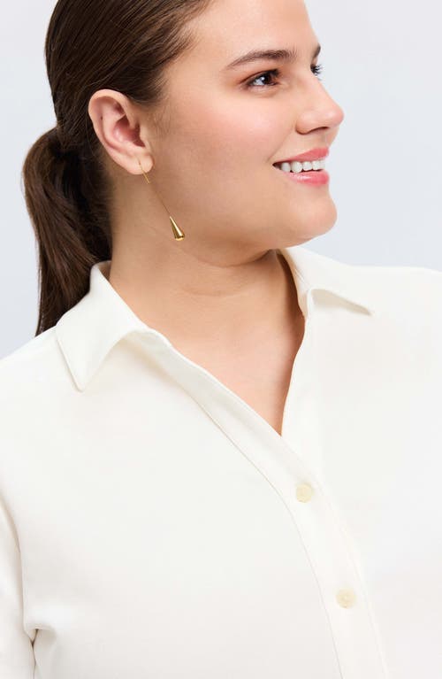 Foxcroft Mary Crepe Knit Button-up Shirt In Ecru
