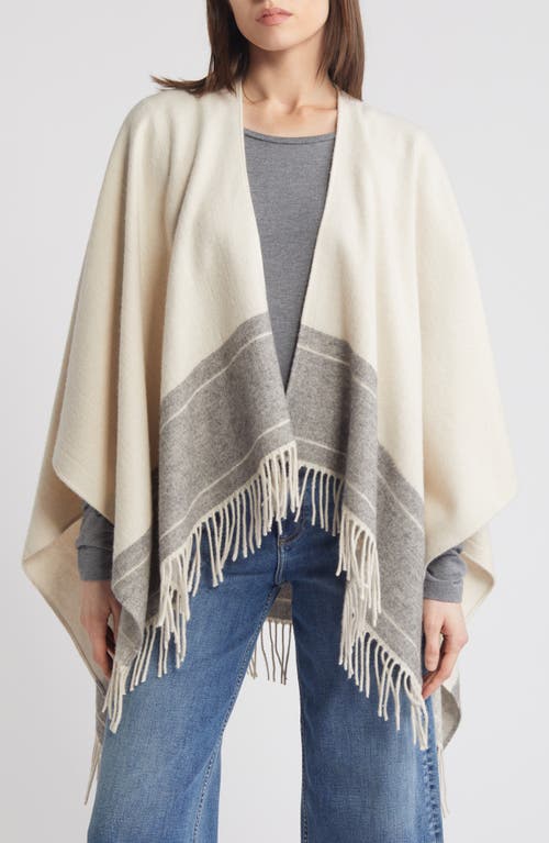 Shop Rag & Bone Logo Embellished Wool Ruana In Cream Grey