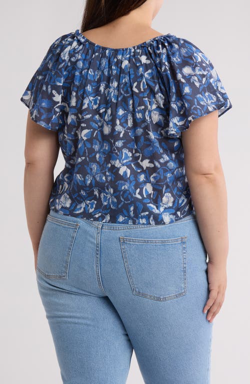 Joie Katya Floral Cotton Top In Navy Blazer Multi