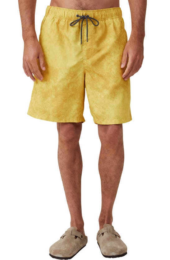 Shop Cotton On Kahuna Drawstring Shorts In Lemon Space Dye