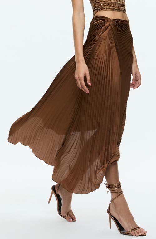 Shop Alice And Olivia Alice + Olivia Odelia Pleated Asymmetric Hem Skirt In Camel