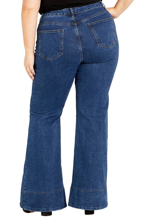 Shop City Chic Harley Veronica High Waist Flare Leg Jeans In Mid Wash