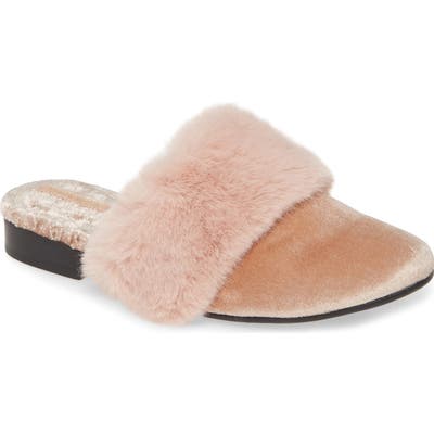 Taryn Rose Brailyn Faux Fur Trim Mule- Pink