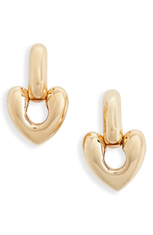 Small Heart Drop Earrings in Gold